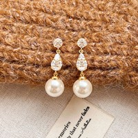 Boucles d'oreilles pendantes en imitation perle goutte d'eau haut de gamme pour femmes, accessoires de mode