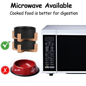 Protection personnalisée de la colonne cervicale de l'animal, bol en céramique en acier inoxydable pour chien et chat avec support en bambou - Product Image 4