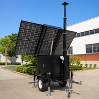 Tour d'éclairage solaire portable sur remorque à essieu unique avec contrôle MPPT pour les entreprises de location d'équipements, les chantiers de construction et les projets de travaux routiers