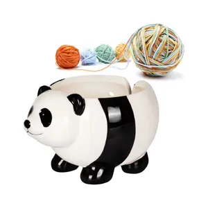 Cute Panda Design Ideal Gift Household Knitting Bowl Ceramic Yarn Bowl for Mom Women