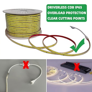 Điện áp cao 220V Driverless IP65 <span class=keywords><strong>COB</strong></span> LED Strip ánh sáng luz LED 110V cinta CE ROHS Dot miễn phí ấm trắng LED flexibles Băng 220V - Product Image 4