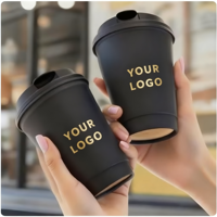 Gobelet en papier noir à double paroi biodégradable et écologique avec logo personnalisé, impression par estampage à chaud pour café à emporter