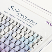 Cils en éventail pré-faits de nouvelle génération SP, faits à la main, volume C/D pour une base pointue 3D-6D, greffage doux, fibres PBT coréennes
