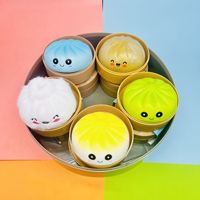 Jouet Squishy Smiling Bun, doux, à récupération lente, anti-stress, en caoutchouc, en forme de panier vapeur, unisexe, pour les 15-35 ans