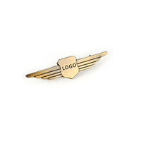 Épingle à badge personnalisée avec logo de bouclier simple, ailes d'aigle dorées et argentées, épingle à badge d'aile, emblème vierge