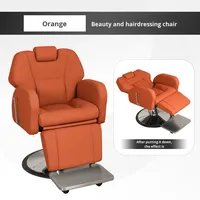 Fauteuil de Barbier Inclinable en Similicuir avec Base Élargie en Acier et Plateforme Repose-Pieds pour Salon, Spa, Coiffure et Thérapie du Cuir Chevelu