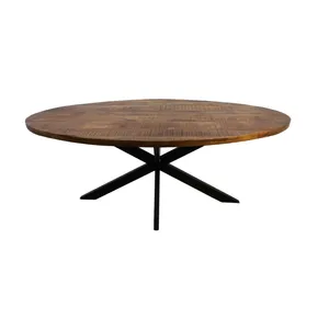 新款X形高档金属脚实心芒果木工业设计长款餐桌现代餐厅套装客厅