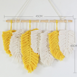 Tapiz Decorativo Boho Hecho a Mano para Colgar en la Pared, con Hojas Tejidas de Algodón, para Cabecera, Puerta o Porche - Product Image 3