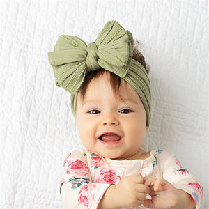 Bandeau élastique en <span class=keywords><strong>nylon</strong></span> avec nœud papillon, couleur unie, pour nouveau-né, garçons et filles, 1 pièce - Product Image 5