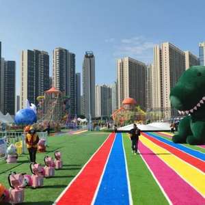 JS Rouge Rose Orange Noir Vert Gazon <span class=keywords><strong>Synthétique</strong></span> Violet Bleu Gris Gazon Artificiel Coloré pour Projet Extérieur Maternelle - Product Image 5