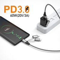 Nouveau câble de charge 6 en 1, tressé en nylon, chargeur rapide USB Type C 66W, câbles de données USB Type C PD Fats Charge, accessoires pour téléphone