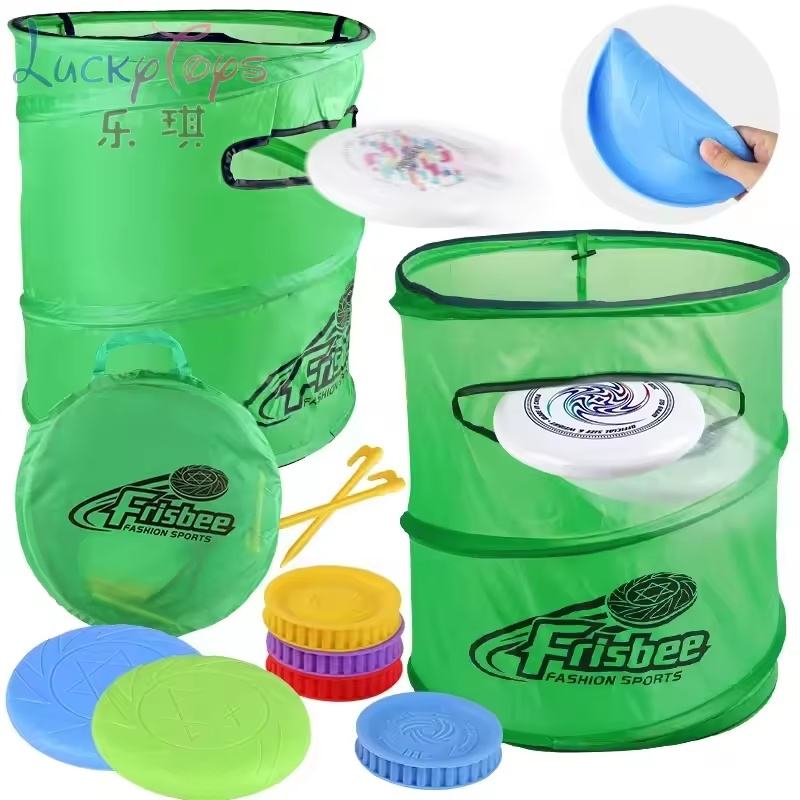 Foldable -up Bucket Toss Game Toy Flying Disc for Ages 5-13 Backyard ...