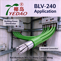 Fil électrique multibrin en aluminium isolé PVC vert BLV-240 240mm² pour installation électrique industrielle