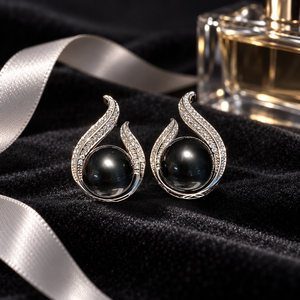 Ensemble de colliers en fausses perles noires en forme de larme pour femmes, élégant et brillant, tendance - Product Image 3