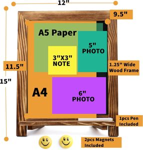 Tablero de tiza magnética para colgar en la pared, tablero de <span class=keywords><strong>caballete</strong></span> negro de mesa con marco de madera pequeño plegable de pie - Product Image 4