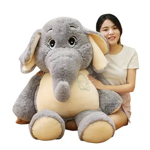 Jouets en peluche d'éléphant gris en peluche, grandes oreilles à volants, jouets d'animaux, jouets d'éléphant en peluche avec de grandes oreilles