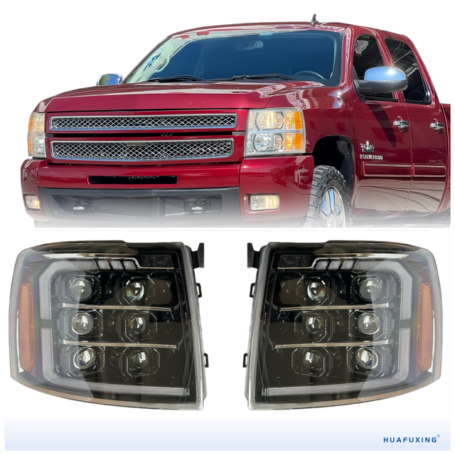 Full LED Headlight Compatible With Chevy Silverado 1500 2500HD 3500HD 2500 2007-2014 Projector 6-Lens IP67