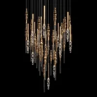 Hôtel de luxe Chambre Salon Escalier Lustre Design Moderne Lumière Verre Tige Salle À Manger Lustre LED Cristal
