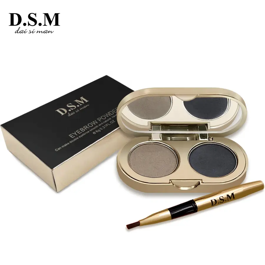 Low Moq Professional 2 Colors Long Lasting Dark Brown Eyebrow Pomade Powder Kit Waterproof Eyebrow Makeup Kit with Mirror