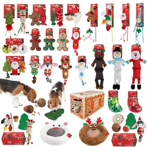 Wholesale AFP Christmas Series Pet Dog Cat Toys Dog Plush Squeaky Rope Chew Toy Cat Teaser Wand Toy Leakage Food Treat Dispenser