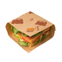 Sac en papier triangulaire personnalisé, imprimé, à double ouverture, résistant à l'huile et à la graisse, pour pain, gaufres, hamburgers, sandwichs, beignets