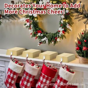 Wooden <b>Christmas</b> <b>Stocking</b> <b>Holder</b> Mantel Mount Detachable Hanger Fireplace Decoration 4 Piece Set Minimalist Style - Product Image 2