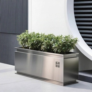Jardinière extérieure en acier inoxydable, grande jardinière métallique finie, pot de fleurs commercial pour rue et hôtel, lit de fleurs de luxe léger - Product Image 6