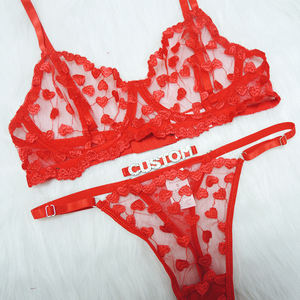 Ensemble de lingerie érotique pour la Saint-Valentin 2025, DIY, <span class=keywords><strong>femmes</strong></span> <span class=keywords><strong>matures</strong></span>, lettres en strass, string, chemise de nuit, pyjama, ensemble de soutien-gorge brodé en forme de cœur - Product Image 2