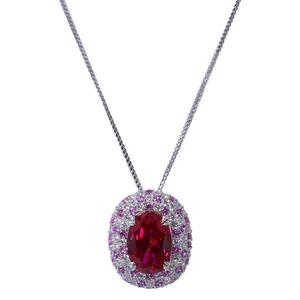 Collar con Colgante <span class=keywords><strong>de</strong></span> Rubí <span class=keywords><strong>de</strong></span> Laboratorio <span class=keywords><strong>de</strong></span> 7.65ct, Corte Gypsophila, Ovalado, Estilo Huevo <span class=keywords><strong>de</strong></span> Paloma, Lujoso, Modelo para Cena, Plata S925, para Mujer, Boda - Product Image 5