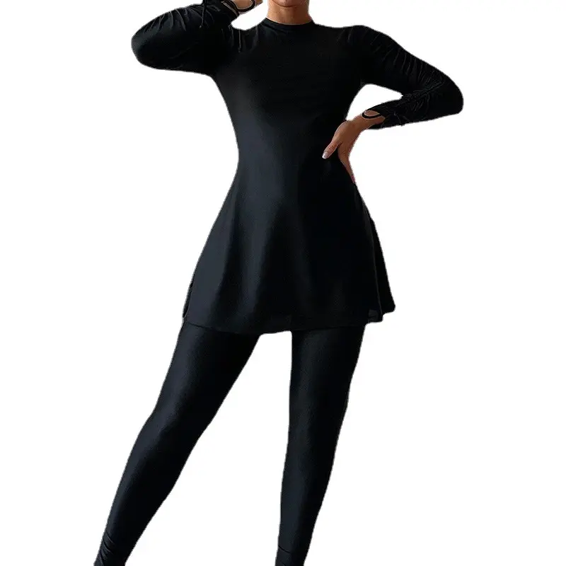 2022 Wholesale Long Sleeve Swim Skirt And Pants Two Suits Conservative Large Sizes Swimsuit Muslim Burkini