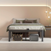 Cadre de lit en métal, plaque en acier, design en fer forgé, épais, durable, robuste, lit double, adapté aux écoles, appartements, propriétés en location T12