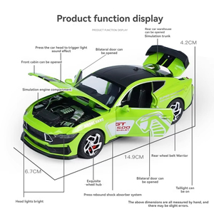 Ford GT500 <span class=keywords><strong>Cobra</strong></span> auto sportiva 1:32 modellino giocattolo con suono e luce ornamento in metallo con porte aperte oggetto decorativo - Product Image 3