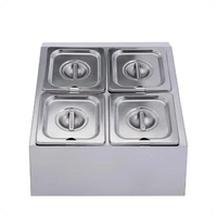 Ensemble de 5 bacs rectangulaires en acier inoxydable 1/6 pour assaisonnements alimentaires, avec couvercle, électrique, portable, neuf, pour buffets et restaurants