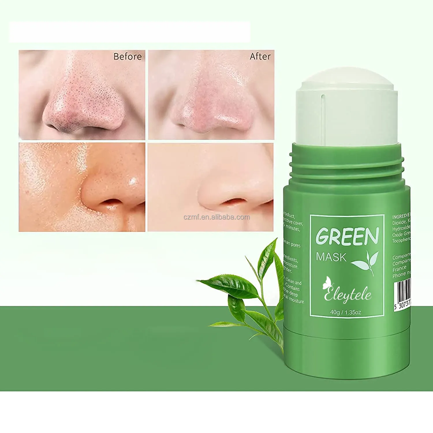 Facial Green tea cleansing face mask purifying clay stick mask oil control anti acne removal blackhead skin care whitening