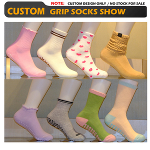 Chaussettes de sport tricotées à cheville haute personnalisées avec poignée de serrage de tête Chaussettes antidérapantes Chaussettes de yoga Pilates - Product Image 6