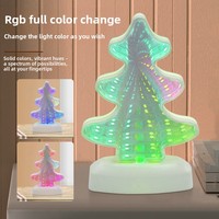 Lámpara de Túnel Infinito 3D RGB, Lámpara Nocturna LED con Ilusión Óptica, Múltiples Formas: Árbol, Estrella, Corazón, Lámpara de Escritorio USB con Regulación de Intensidad para Decoración de Dormitorio, Regalo