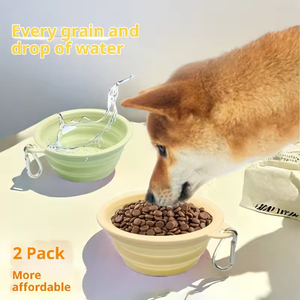 Portable Foldable Silicone Dog Bowl for Travel, Lightweight Pet Feeding Bowl with <b>Clip</b> Outdoor Walking Accessories Wholesale - Product Image 3