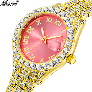 Relojes de Cuarzo de Lujo de Alta Calidad Resistentes al Agua 3Bar para Mujer, Reloj de Pulsera de Moda con Diamantes en Oro y Plata, Calendario Completo - Product Image 6
