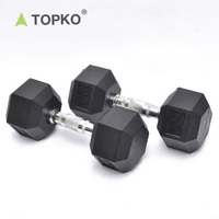 Haltères hexagonaux en caoutchouc TOPKO 2-100LB pour usage domestique, haltères de musculation, revêtement en caoutchouc, ensemble d'haltères en fonte