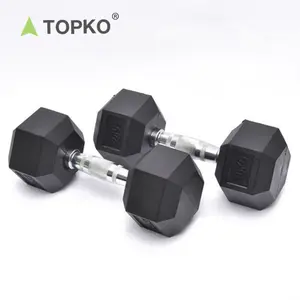 TOPKO 10 معدات تدريب على الطاقة في صالة الألعاب الرياضية أوزان فولاذية مطلية بالمطاط في رطل مجموعة دمبلز سداسي السداسي 40 *
