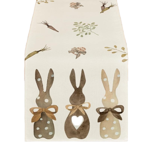 Happy Easter Floral <strong>Pattern</strong> <strong>Table</strong> Cover Protector Rabbit Printed <strong>Table</strong> <strong>Runner</strong> for Kitchen Bulk Jacquard Woven Tablecloths - Product Image 1