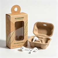 Boîte d'emballage en papier kraft naturel et biologique pour écouteurs Bluetooth avec fenêtre en PVC et trou de suspension – Vente en gros