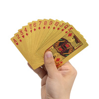 Cartes à jouer de poker en plastique personnalisées lisses et étanches noires, jeux de société durables plaqués or