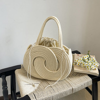 Sac fourre-tout unique en corde de coton tressée 2026 avec cordon de serrage, grande capacité, pour femme, plage et usage quotidien