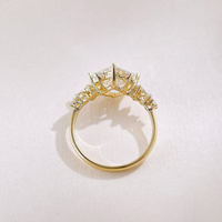 Splendido Anello con Diamante Taglio Principessa Coltivato in Laboratorio, Placcato in Oro Giallo 18K, Anello Solitario per Fidanzamento e Matrimonio per Donne