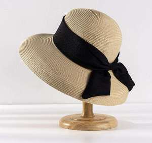 Gentle Ladies Floppy <b>Straw</b> Bucket <b>Hat</b> Synthetic <b>Summer</b> Beach Vacation <b>Hat</b> with Ribbon Wholesale for Travel Scenes - Product Image 6