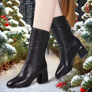 Chaussures d'hiver pour filles Mary Jane à bout ouvert avec boucle, semelle en caoutchouc, dessus en cuir PU - Product Image 2