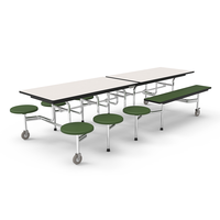 Ensemble de table et de chaises de salle à manger d'extérieur contemporaines et mobiles avec plateau en bois et structure en métal, 12 places, pour hôtel, restaurant, école