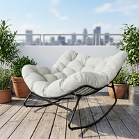 Fauteuil à bascule contemporain en fer résistant aux intempéries avec protection UV pour usage extérieur