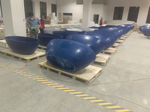 Moderna Bañera Independiente Rectangular de Piedra Artificial, Bañera de Lujo para Remojo con Fácil Instalación para Uso en Interiores de Hoteles - Product Image 5